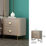 Luxurious Faux Leather Nightstand with Modern Gold Accents fzyhs-2735