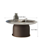 Elegant Ceramic Carbon Steel Tea Table with Microfiber Leather Finish fdl-2601