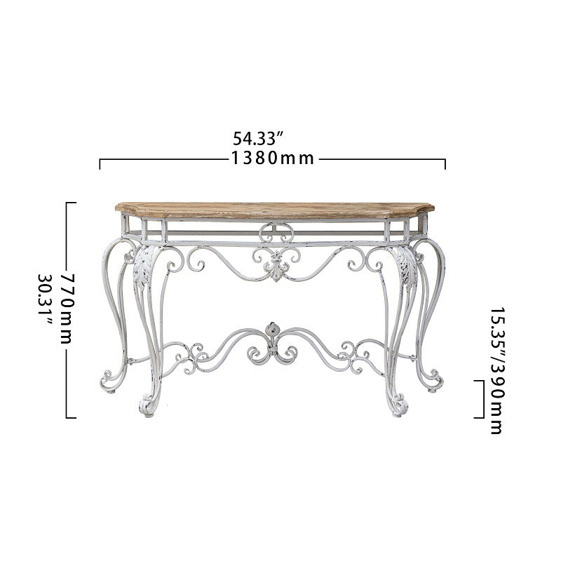 Vintage-Style Solid Wood Table with Scrollwork Base - Perfect for Elegant Interiors fczym-2335