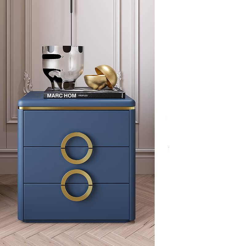 Modern Solid Wood Nightstand with Faux Leather Accents - Luxury Bedroom Furniture fzyhs-2742