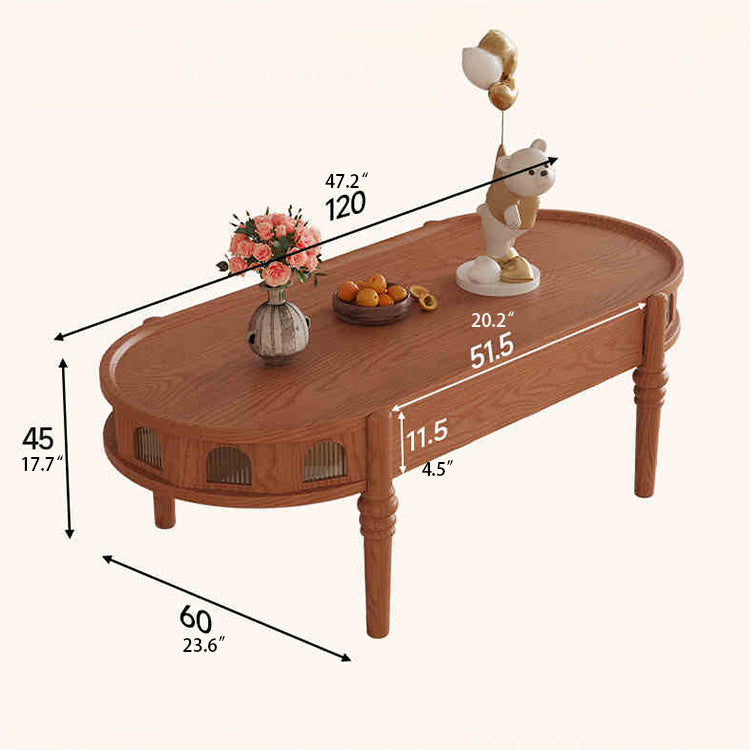 Chic Glass and Wood Tea Table - Elegant Ash, Solid Wood & Poplar Design hlxl-4407