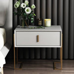 Elegant Faux Leather Nightstand with Gold Accents - Modern Bedroom Furniture fzyhs-2739