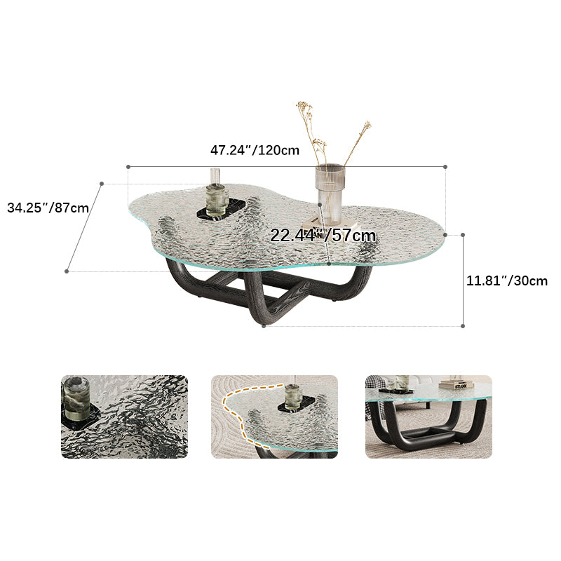 Elegant Ash Wood Tea Table with Tempered Glass Top - Modern Centerpiece for Your Living Room fif-4516