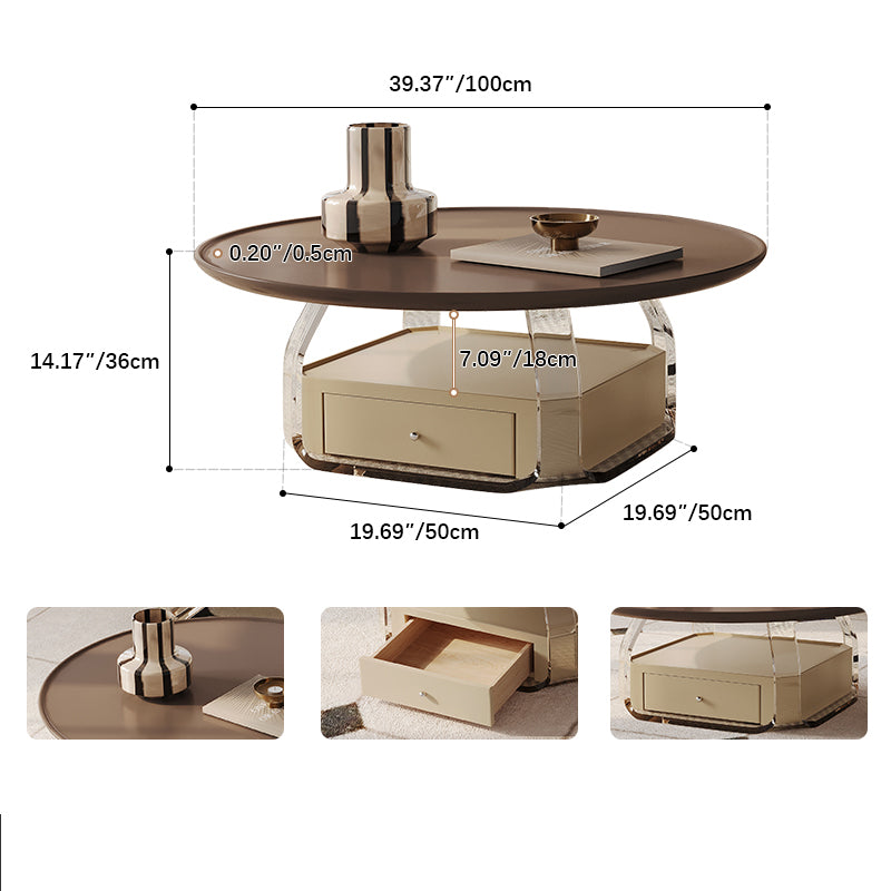 Modern Tea Table with Acrylic Base and Solid Wood Top - Stylish Coffee Table for Living Room fif-4521