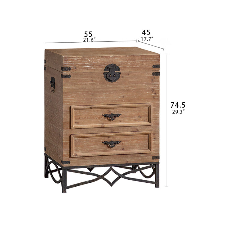 Vintage Chinese Fir Cabinet with Rustic Charm and Storage Drawers hdst-4231