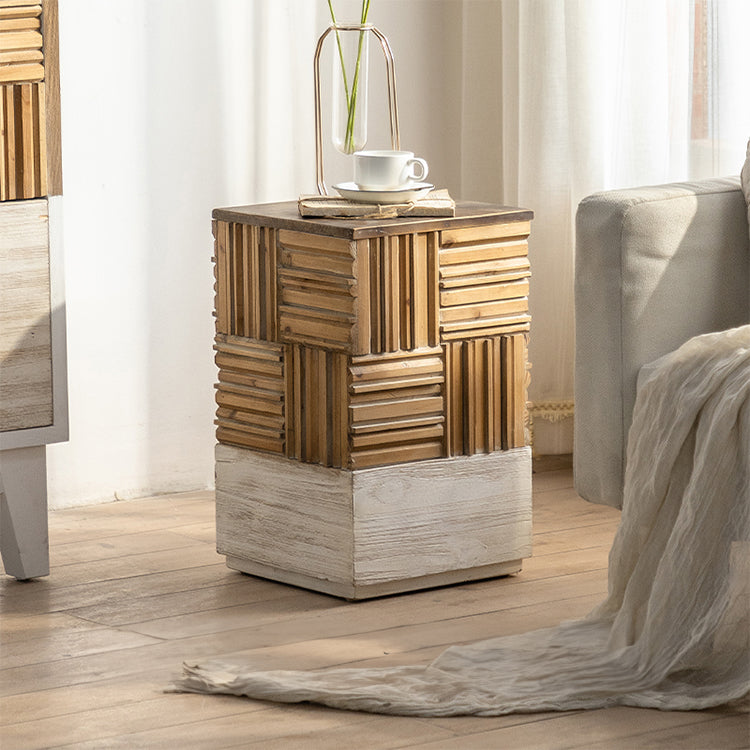 Stylish Chinese Fir Bedside Cupboard - Modern Checkerboard Design hdst-4221