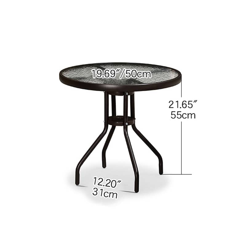 Stylish Modern Table with Black Glass Top and Durable Brown Steel Frame zy-268
