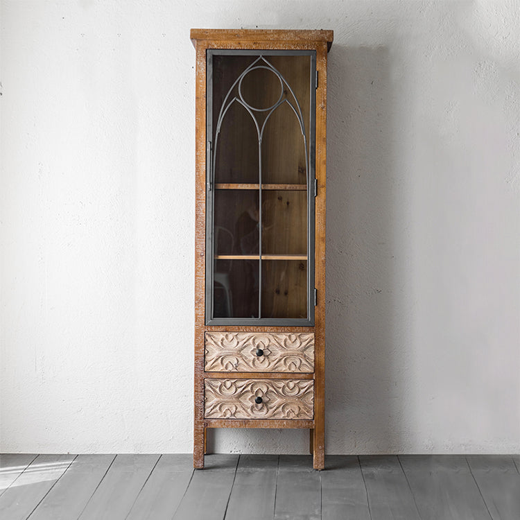 Vintage-Inspired Solid Wood Cabinet with Glass Doors – Elegant Storage Solution for Your Home hdst-4256