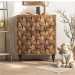 Rustic Charm Chinese Fir Cabinet with Geometric Design – Elegant Storage Solution hdst-4218