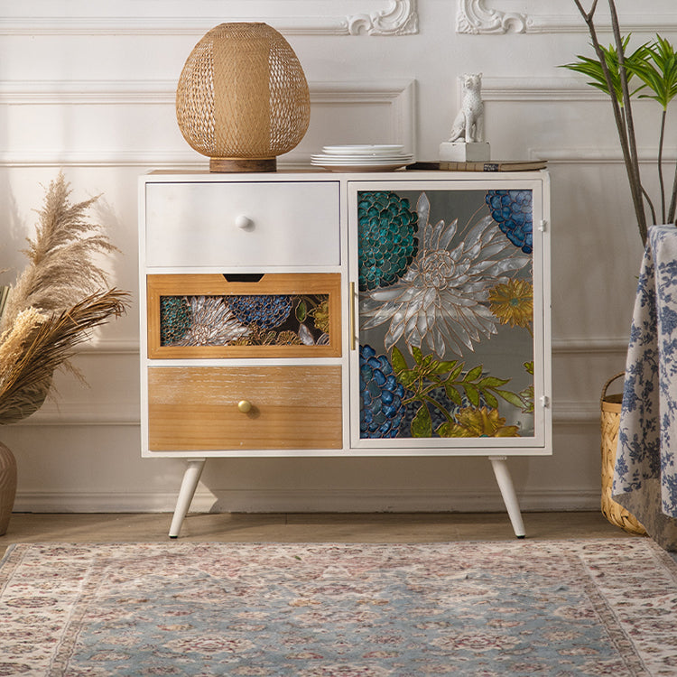 Stylish Chinese Fir Cabinet with Tempered Glass Doors - Modern Accent Storage Unit hdst-4322