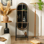 Sleek Pine and Glass Cabinet with Wine Rack and Display Shelves hdst-4308