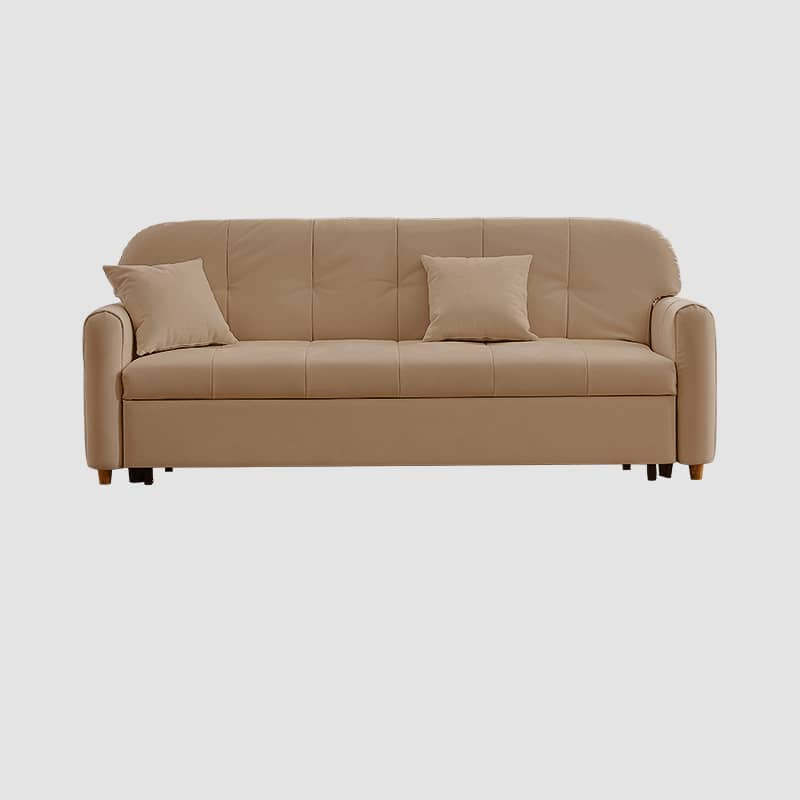 Elegant Beige-Green Khaki Pine Wood Suede Sofa - Luxurious Comfort for Your Living Space fwlp-940