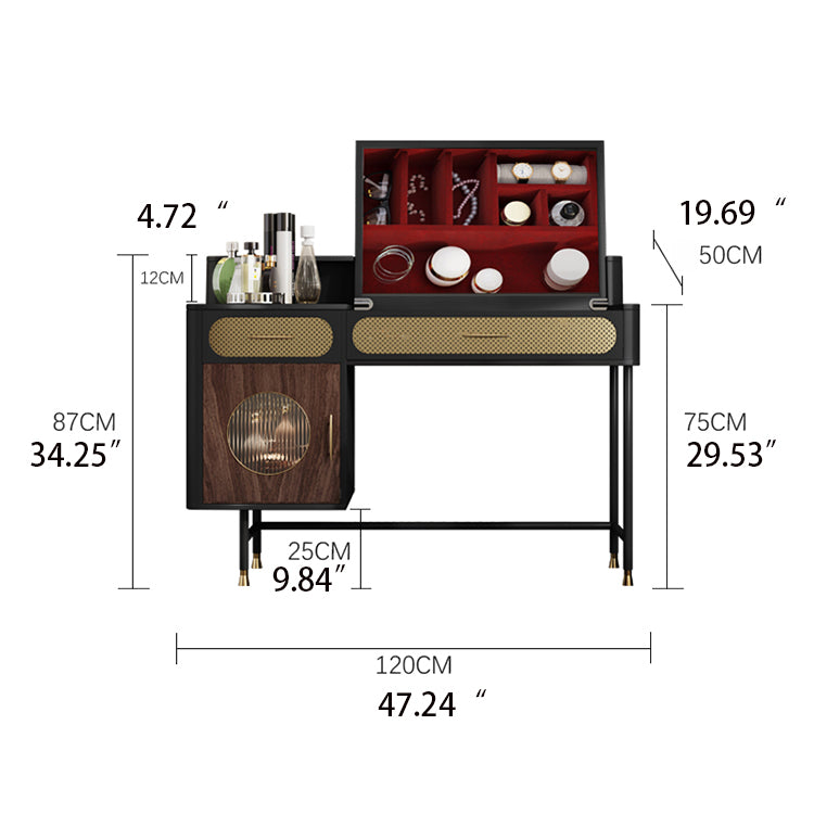 Luxurious Multi-Layer Makeup Table with Stainless Glass Finish - Elegant Design for Your Beauty Space fmsjj-4202