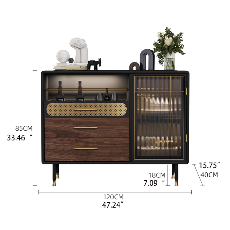 Modern Multi-Layer Board Cabinet with Stainless Steel and Glass Accents - Elegant Storage Solution fmsjj-4198