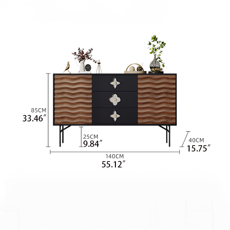 Modern Solid Wood Cabinet with Artistic Stainless Accents - Unique Multi-Layer Design fmsjj-4214