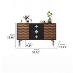 Modern Solid Wood Cabinet with Artistic Stainless Accents - Unique Multi-Layer Design fmsjj-4214