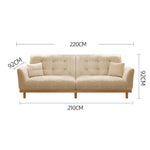 Elegant Beige Corduroy Sofa with Natural Oak and Pine Wood Frame - Plush Goose Down Cushions hmyf-1278