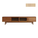 Elegant Oak and Cherry Wood TV Cabinet with Glass Doors and Copper Accents fyx-860