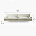 Luxurious Off-White Pine Leather Sofa with Plush Down Cushions and Sleek Stainless Steel Accents my-372