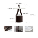 Elegant Round Tea Table with Modern Synthetic Leather Finish - Perfect for Living Room Decor fif-4509