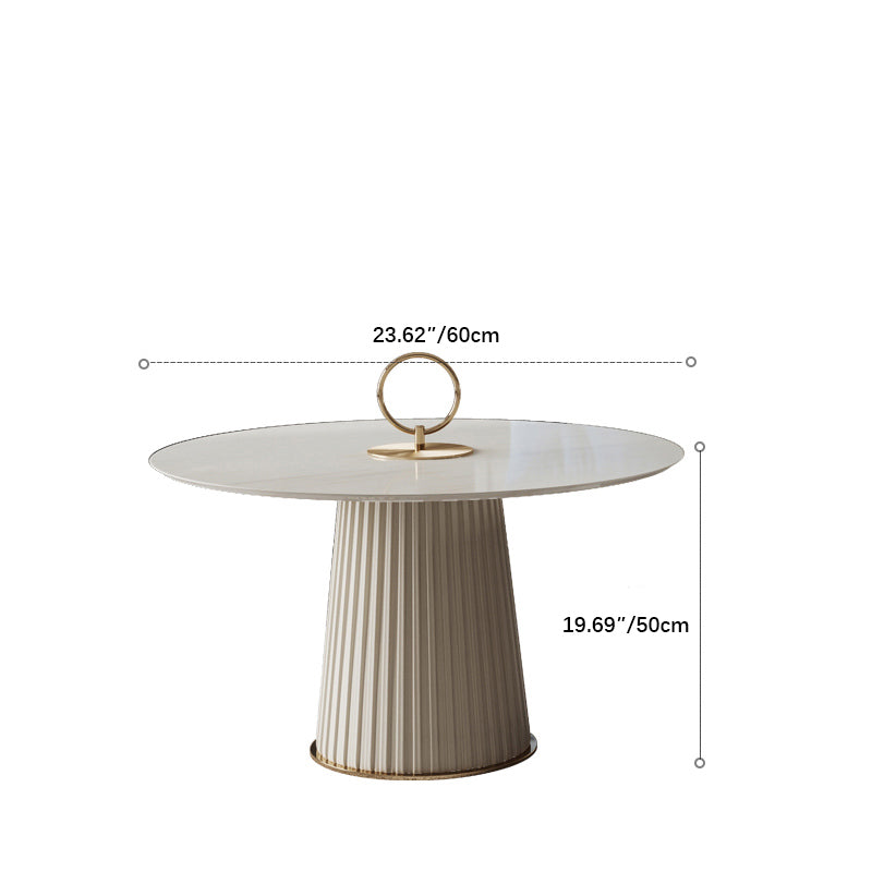 Elegant Ceramic Carbon Steel Tea Table with Microfiber Leather Finish fdl-2601