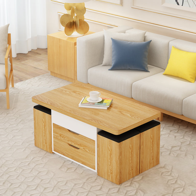 Modern Multi-layer Board Tea Table with Synthetic Leather Seating - Perfect for Elegant Dining Spaces fcx-2590