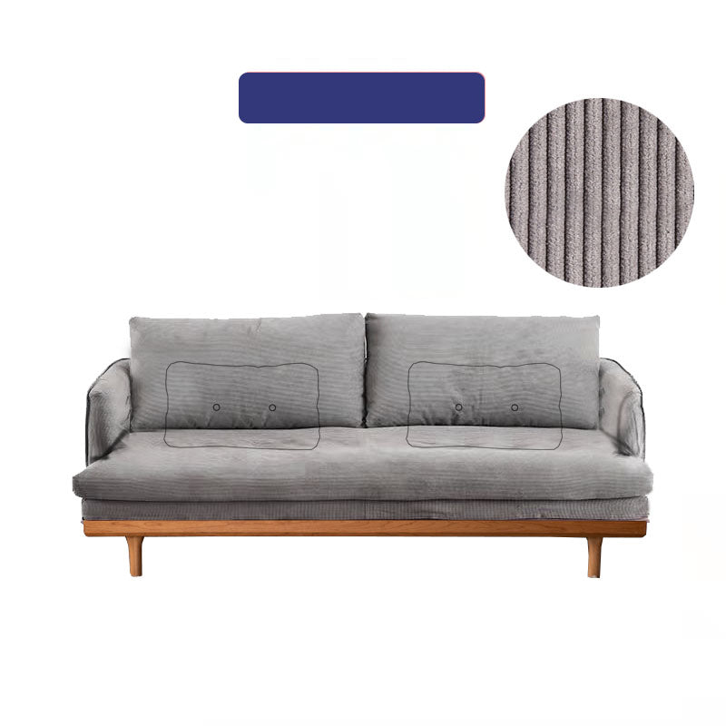 Luxurious Dark Green Sofa with Natural Wood Accents and Goose Down Cushions fyx-825