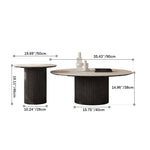 Modern Sintered Stone Coffee Table with Glass and Ash Wood Details fmus-4088