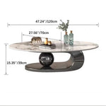 Luxurious Ceramic Sintered Stone Tea Table with Stainless Steel Base - Modern Elegance for Your Living Room fdl-2595