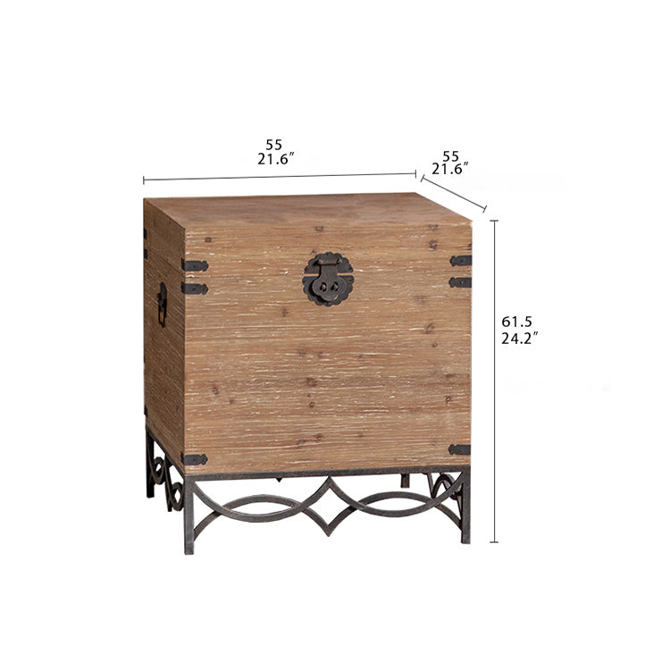 Rustic Charm Bedside Cupboard with Chinese Fir and Density Board - Vintage Style Storage Solution hdst-4232