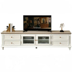 Luxurious Solid Wood TV Cabinet with Tempered Glass Accents - Elegance for Modern Living Rooms hyjyj-4263