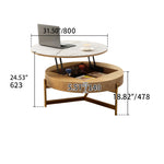 Elegant Sintered Stone Tea Table with Stainless Steel Frame and PU Leather Linen Finish fjnl-2449