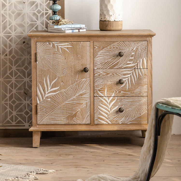 Elegant Chinese Fir Cabinet with Leaf Design – Stylish Storage Solution for Modern Homes hdst-4220