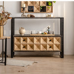 Rustic Charm Chinese Fir Cabinet with Geometric Design – Elegant Storage Solution hdst-4218