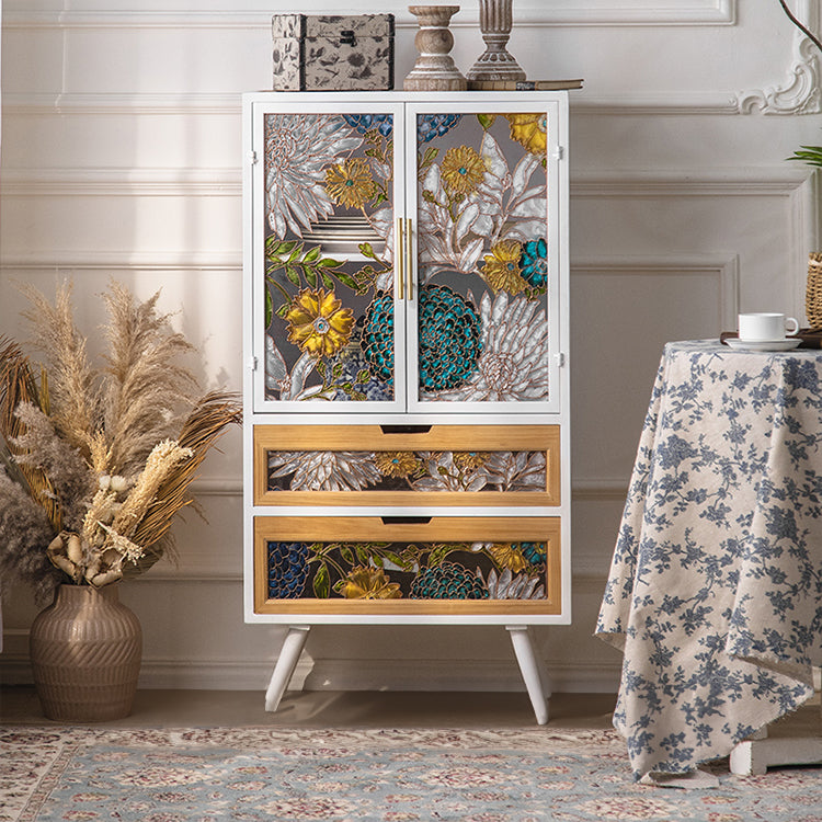 Stylish Chinese Fir Cabinet with Tempered Glass Doors - Modern Accent Storage Unit hdst-4322