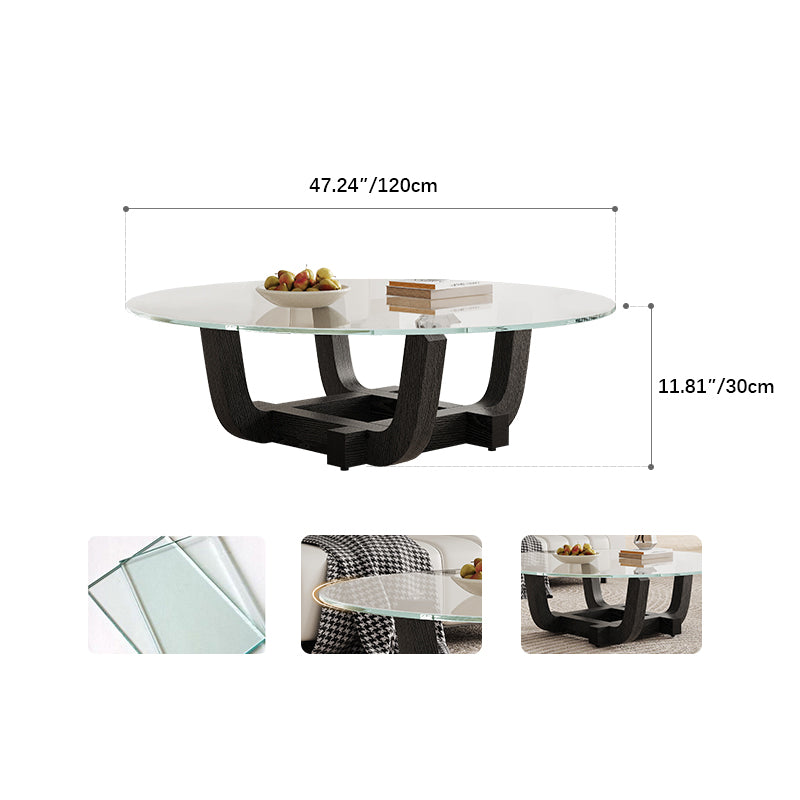 Modern Ash Wood & Tempered Glass Tea Table - Elegant Design for Sophisticated Spaces fif-4517