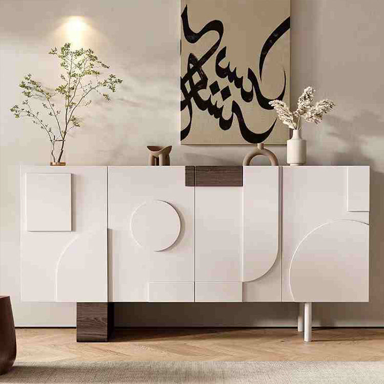 Modern Solid Wood Sideboard Cabinet with Artistic Design Elements hbs-4417