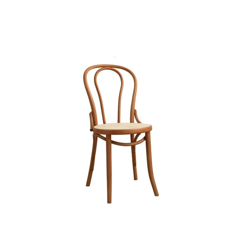 Elegant Light Brown Beech Wood Chair with Rattan Design fyx-888