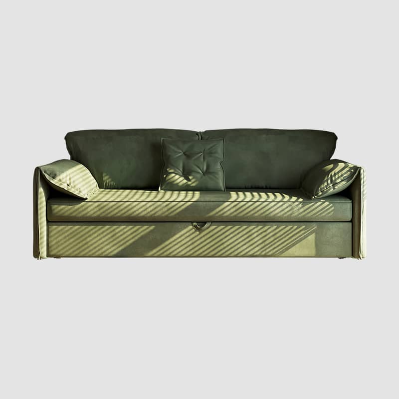 Luxury Green Suede Sofa with Elegant Pine Wood Frame fwlp-932