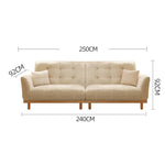 Elegant Beige Corduroy Sofa with Natural Oak and Pine Wood Frame - Plush Goose Down Cushions hmyf-1278