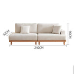 Luxurious Beige Corduroy Sofa with Natural Green Accent and Oak/Pine Wood, Filled with Goose Down hmyf-1277