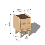 Stylish Bedside Cupboard in Red Oak and Cherry Wood with Glass Accents hykmq-794