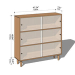 Elegant Brown Cherry Wood Cabinet with Black Walnut Tempered Glass Doors hykmq-760