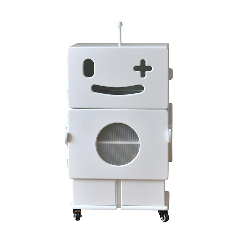 Colorful Robot-Themed Cabinet with Wheels - Creative Storage Solution for Kids' Rooms, Density Board Glass fcwz-2367