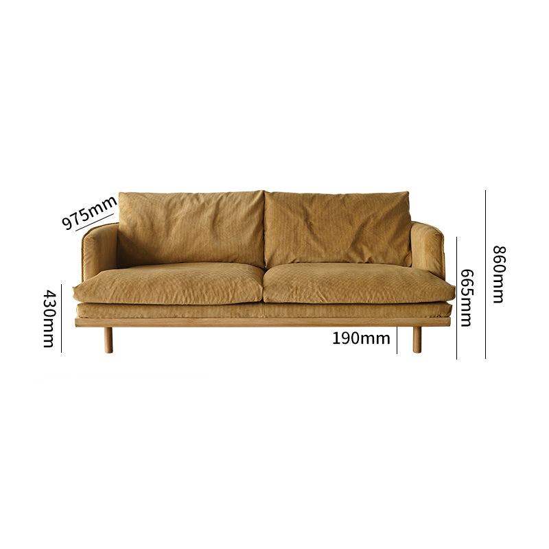 Luxurious Goose Down Corduroy Sofa in Off White with Oak Wood and Color Options fxgmz-604