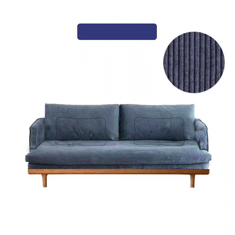 Luxurious Dark Green Sofa with Natural Wood Accents and Goose Down Cushions fyx-825