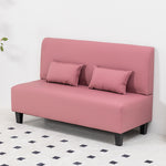 Modern Techno Fabric Sofa in Dark Blue, Light Gray, Khaki, and Orange with Wood Accents - Durable Nylon Upholstery qm-14