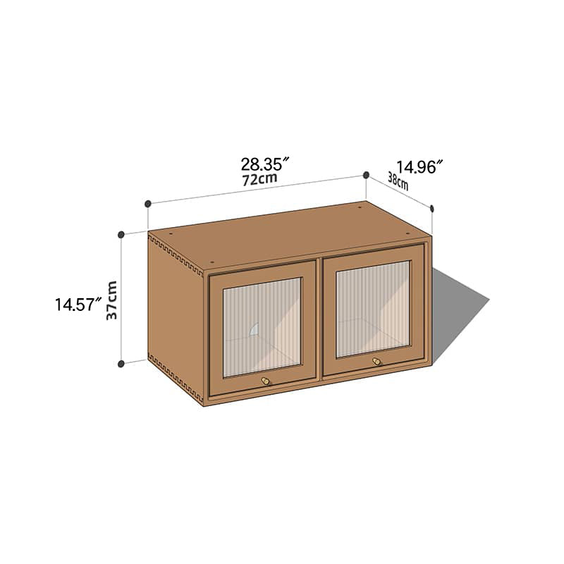 Elegant Cherry Wood and Glass Cabinet with Copper Accents - Premium Plywood Design hykmq-789