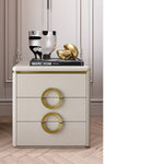 Modern Solid Wood Nightstand with Faux Leather Accents - Luxury Bedroom Furniture fzyhs-2742