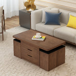 Modern Multi-layer Board Tea Table with Synthetic Leather Seating - Perfect for Elegant Dining Spaces fcx-2590